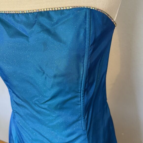 VTG Jessica Mcclintock Dress Sz 7 Formal Gunne Sax Blue Glitter Boning READ - Picture 10 of 16